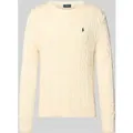 Polo Ralph Lauren Strickpullover mit Label-Stitching in Offwhite, Größe M