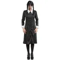 Metamorph Kostüm Wednesday Schulkleid für Frauen, Das gepunktete Alltagskleid im Pilgerstil aus der Netflix-Serie 'Wedne schwarz M