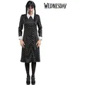CHAKS Kostüm Wednesday Halloween Kleid schwarz mit weißen Punkten schwarz M | M