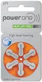 Hörgeräte Knopfzelle 13 PowerOne Batterie - 6er Pack Zink-Luft Zelle