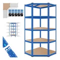 MASKO Eckregal Lagerregal Schwerlastregal, Kellerregal, 180x75x40cm , bis 875 kg, 5 verstellbare Ablagen, MDF-Platten Regal aus Metall, Steckregal, Werkstattregal, Keller, Garage