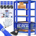 Eckregal Lagerregal Schwerlastregal Kellerregal 180x75x40cm Bis 875 Kg 5 Verstellbare Ablagen Mdf-platten Regal Aus Metall Steckregal Blau - Masko