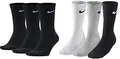 NIKE 6 Paar Herren Damen Socken SX4508 weiß oder schwarz oder weiß grau schwarz, Farbe:schwarz weiß/grau/schwarz, Größe:38-42