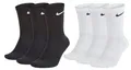 NIKE 9 X DRI FIT Crew Sport Socken 3X 3er Pack SX7664 SX4508, Größe:M = 38-42, Farbe:100 White/Black - Weiß