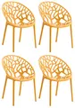CLP 4er Set Gartenstühle Hope Kunststoff I Stapelstühle wetterfest und UV-beständig I Outdoorstühle pflegeleicht I Sessel für draußen, Farbe:orange