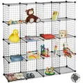Relaxdays Steckregal, Schwarz, Kunststoff, Metall, 145x145x36.5 cm, Wohnzimmer, Regale, Bücherregale