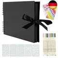 YILEEY Fotoalbum zum Selbstgestalten, Scrapbook 80 Schwarze Seiten Fotobuch zum