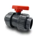 Baumaxxe PVC Kugelhahn 63mm I Absperrhahn 2 Zoll 2-Wege mit 2x Klebemuffe und Verschraubung radial ausbaubar I Für Poolverrohrung Teich Aquaristik Entwässerung Bewässerung I bm146
