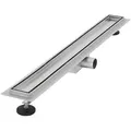 LuxeBath Duschrinne Edelstahl Doppelseitige Bodenablauf 2in1, Komplettset Bodenbefestigung, Duschablauf, Siphon mit Geruchsstop, Haarsieb, Ablaufrinne Dusche silberfarben 80 cm