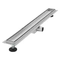 LuxeBath Duschrinne 80cm 2in1, befliesbar, extra flach, Edelstahl, Silber, Doppelseitige Bodenablauf, Komplettset Bodenbefestigung, Duschablauf, Siphon mit Geruchsstop, Haarsieb, Ablaufrinne Dusche