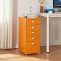 Rollcontainer Kökar mit 5 Schubladen 69x28x41 cm Orange [en.casa]
