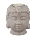 Relaxdays Buddha, Grau, Keramik, 9.5 cm, Dekoration, Kerzen & Zubehör, Teelichthalter