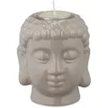 Relaxdays Buddha Teelichthalter, Keramik, Buddha-kopf Für Teelicht, Zen-deko Für Wohnzimmer & Bad, Feng Shui Deko, Grau