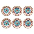 Abode Homewares Rio Medallion Salatteller aus Melamin, 21,6 cm, bruchfest und spülmaschinenfest, für drinnen und draußen, für Salate, Vorspeisen, Desserts, Beilagen, mehrfarbig, 6 Stück
