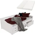 Juskys Kinder Funktionsbett Nalu 90x200 cm mit Matratze