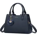 IGOLUMON Handtasche Damen Mittelgroß Kunstleder Dunkelblau Elegante Tote Bag