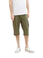 TOM TAILOR Herren Relaxed Fit Overknee Cargo Shorts, olive geometric structure, 31