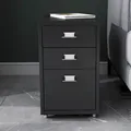 [en.casa] - Rollcontainer Kökar Mit 3 Schubladen 48x28x41 Cm Schwarz Matt
