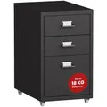 [en.casa] Rollcontainer Kökar Schubladenschrank Metall Aktenschrank mit 3 Schubladen Bürowagen mit Rollen für Arbeitszimmer 48 x 28 x 41 cm Schwarz matt