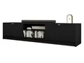 Mirjan24 TV Schrank Tireno 2K, Fernsehschrank, B:180 x H:40 x T:40 cm, TV Lowboard mit geriffelte Fronten, Fernsehtisch, TV Tisch, Unterschrank, TV Board, Schrank, TV Bank (Schwarz)