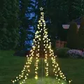 XXL 4 Meter Lichterpyramide 400 LEDs Lichterkette Beleuchtung Weihnachten Stern - dunkelgrün/Schwarz