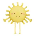 Laufender Folienballon Sonne mit Gesicht – Gelb – ca. 91 x 77 cm – Helium-Ballon mit Beinchen – süße Deko für Kindergeburtstag, Babyparty & Sommerparty