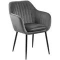 Ambia Home Armlehnstuhl, Schwarz, Dunkelgrau, Textil, rund, 57x83x59 cm, Esszimmer, Stühle, Esszimmerstühle, Armlehnenstühle