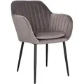 Emilia Samt-polsterstuhl, Dunkelgrau, Metallbeine