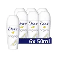 Dove Deodorant Roll-On Original 0% Deo ohne Aluminiumsalze mit 1/4 Pflegecreme und 48 Stunden Schutz 6x 50 ml