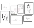Hyggelig Home Poster Set - 7 passende Bilder im stilvollen Set als Wohnzimmer Deko - Liebe Foto Collage Wandposter - 3 x DIN A3 + 4 x DIN A4 - Love ohne Rahmen