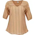Guru-Shop Longbluse Leichte Baumwollbluse, gestreifte Boho.. alternative Bekleidung braun S