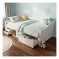 Juskys Funktionsbett Nalu 90x200 cm - Holz Bett mit Lattenrost & Schubladen - Stauraumbett Weiß