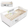 Bett Stauraumbett Funktionsbett 90x200 cm Jugendbett Holz Kinderbett Juskys®