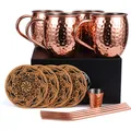 Kupfer Becher Set 4 Stück Moscow Mule Gläser handgefertigt Zubehör Geschenk