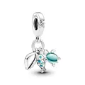 PANDORA Moments Fisch, Meeresschildkröte & Muschel Dreifacher Charm-Anhänger aus Sterling-Silber, Kompatibel Moments Armbänder, 791697C01