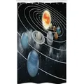 Abakuhaus Duschvorhang Badezimmer Deko Set aus Stoff mit Haken Breite 120 cm, Höhe 180 cm, Galaxis Sonnensystem Sonne Planeten grau|schwarz