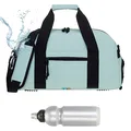 Sporttasche Fitness Tasche Damen Herren Kinder 46 cm 24 L Plane wasserabweisend Schuhfach Nassfach Reisetasche Handgepäck Freizeittasche Hydo Gym Bag 12891 + Trinkflasche (Mint Grün)