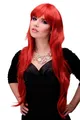 Perücke Damen Frauen lang wellig gestuft Pony knalliges helles Rot 80cm 6311-137