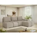 MIRJAN24 Ecksofa Bestii, mit Schlaffunktion und Bettkasten, Rückenlehne in Form beweglicher Kissen beige