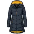 SUBLEVEL Steppjacke Damen Mantel mit Kapuze lange Winter Jacke Parka Stehkragen, Kapuze, flauschig, kuschelig, warm, Outdoor, Mantel blau M - 38