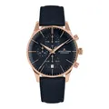 JACQUES LEMANS Herrenuhr Chronograph London Blau/Roségoldfarben 1-2163F
