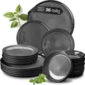 Moritz & Moritz VIDA 36tlg Tafel Service Anthrazit Geschirr Set