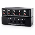 BestPlug Audio RCA Umschaltbox Switch Controller, 1 2 3 4 Cinch Klinke AUX IN Eingang Buchse Kupplung weiblich, 1 Cinch Klinke AUX Out Ausgang Buchse Kupplung weiblich, Schwarz