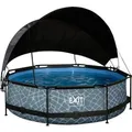 EXIT Stone Pool Grau ø 300 x 76 cm m. Filterpump u. Sonnensegel