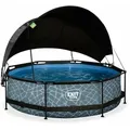Smoby - Exit Stone Pool Ø300x76cm Mit Filterpump Und Sonnensegel - Grau
