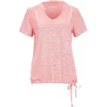 T-Shirt KILLTEC "Lilleo WMN TSHRT F", Damen, Gr. 46, orange (sunset cooper), Oberstoff: 94% Polyester, 6% Elasthan, sportlich, Rundhals, Kurzarm, Shirts, Gestreiftes, schnelltrocknendes Funktionsshirt mit verstellbarem Saum