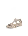 Ecco Damen Flash T-Strap Sandal, Limestone/Pure White Gold/BEIGE, 36 EU