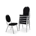 MACOShopde by MACO Möbel Raburg Stapelstuhl 6er-Set – Bankettstuhl gepolstert & stapelbar, bis 150 kg belastbar, robuster Stahlrahmen – Gastronomie, Hotel, Konferenz & Events | Vienna Silber/Schwarz