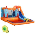 Outsunny Hüpfburg Aufblasbare Burg mit Rutsche für 4 Kinder, (Spielburg, 1-tlg., Springburg), Mehrfarbig 350 x 250 x 185 cm