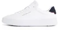 Tommy Hilfiger Herren Court Sneaker Detail Essential aus Leder, Weiß (White/Desert Sky), 44